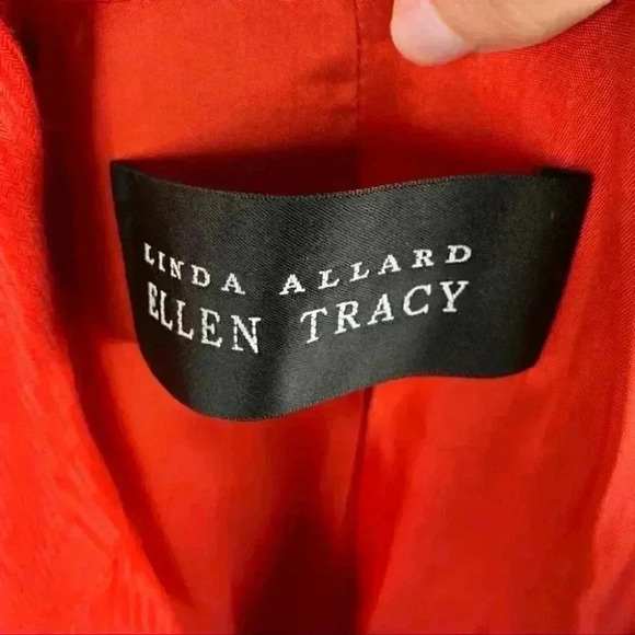 Linda Allard Ellen Tracy blazer size 10 red 100% linen double breasted 80s 90s - Picture 9 of 12